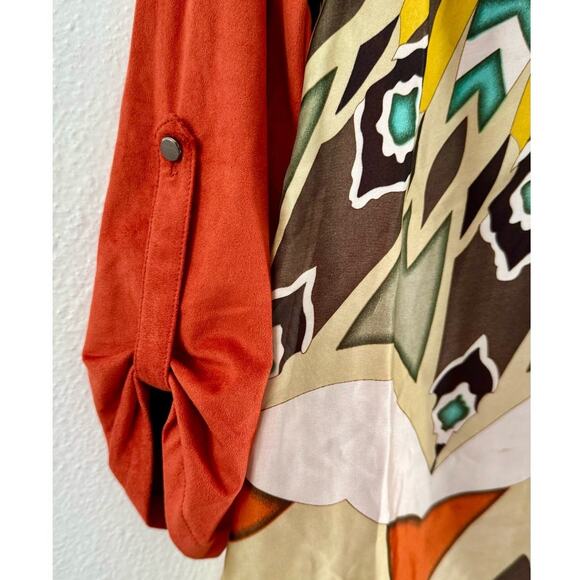 Alberto Makali Orange Abstract Print Women Size Small Designer Fashion Top - Picture 6 of 10
